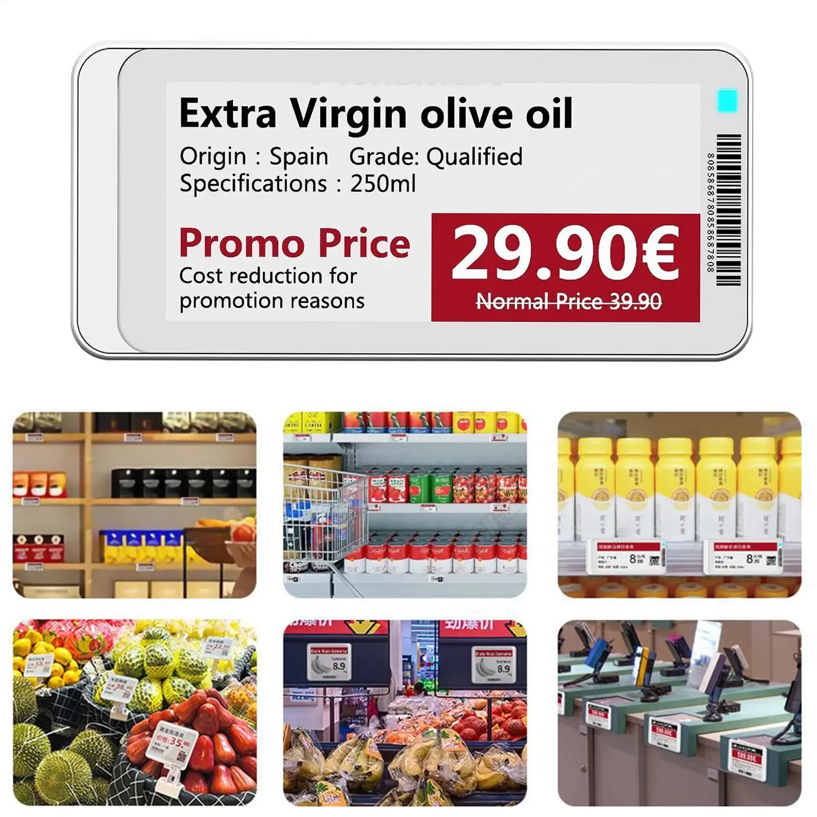 Sistema di Esposizione per Negozi, Etichette Elettroniche Magnetiche con Controllo Intelligente, Portaetichette per Interni ed Esterni