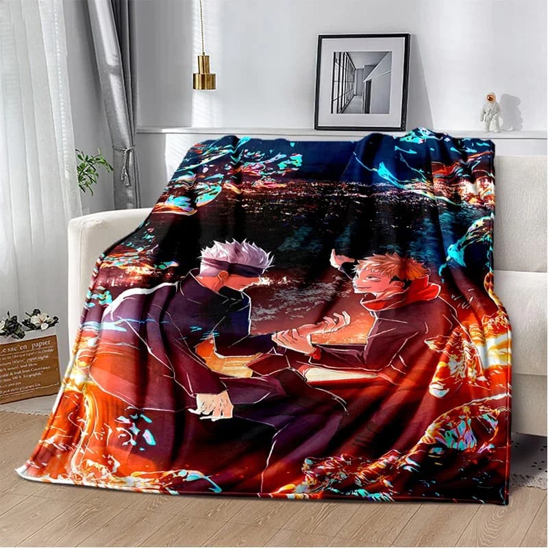 3D Jujutsu Kaisen Anime Cartoon Itadori Yuji Morbida coperta di flanella, Coperta da tiro Comoda coperta per letti da picnic Divano Casa