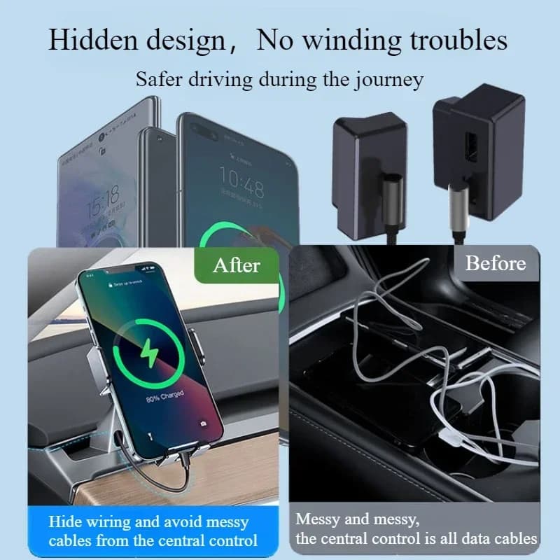 Caricatore adattatore OBD per auto per Tesla Model 3/Y/S/X Presa OBD Caricatore rapido Dock di ricarica per auto nascosto Docking Station Accessori per auto