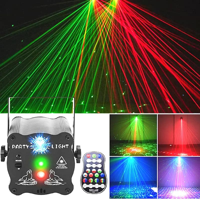 Luci per feste, luci da discoteca per DJ, sensori con controllo sonoro e luci di proiezione telecomandate, luci stroboscopiche da palco, proiettore