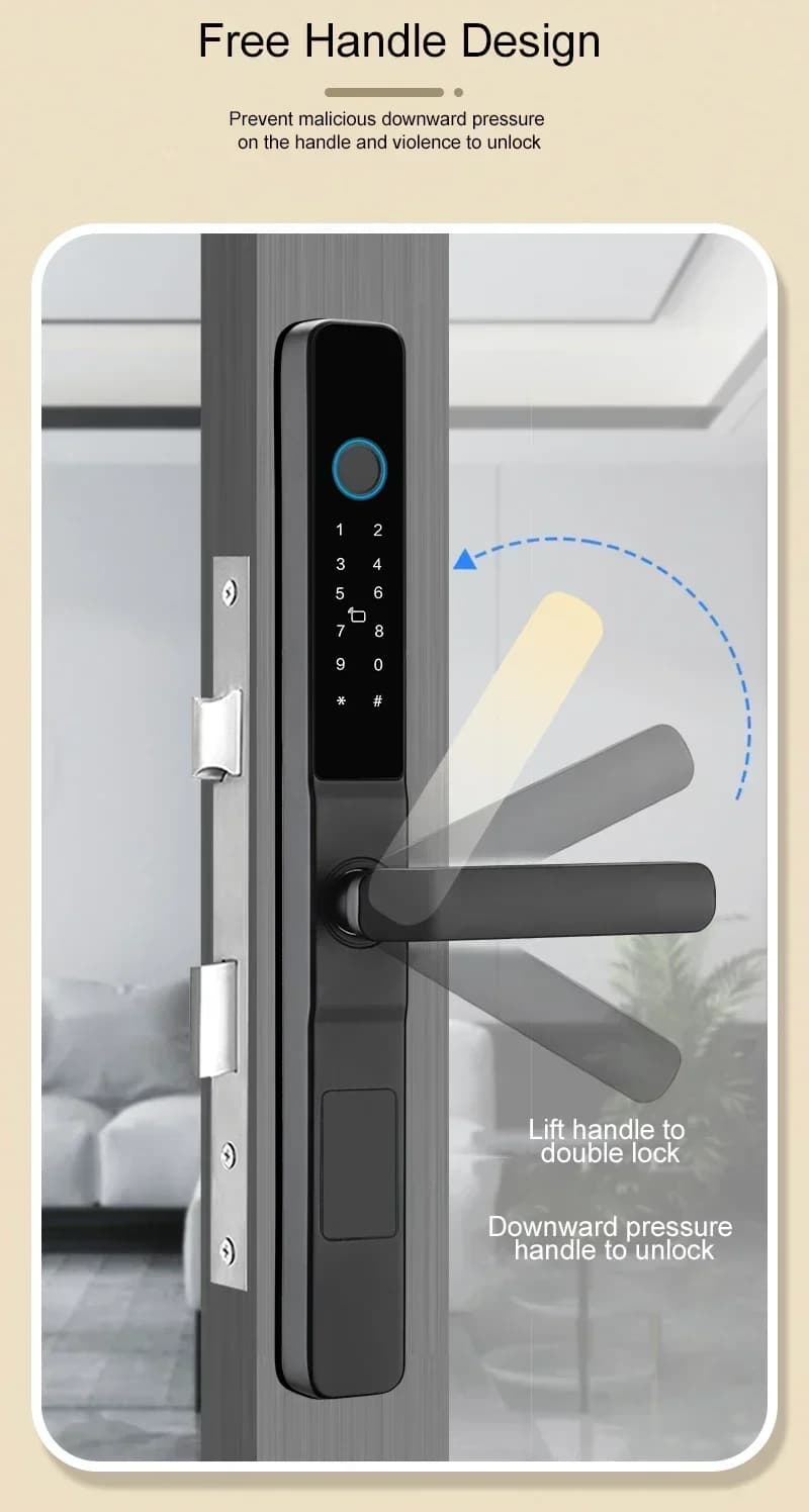 Elettronico TTlock Impermeabile Smart Tuya Lock Biometrico Impronte digitali Password Card Keyless Smart Wifi Door Lock