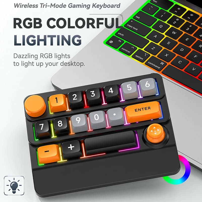 Tastiera meccanica programmabile Bluetooth USB Wireles con joystick Tastiera da gioco con retroilluminazione RGB completamente sostituibile a caldo numerica