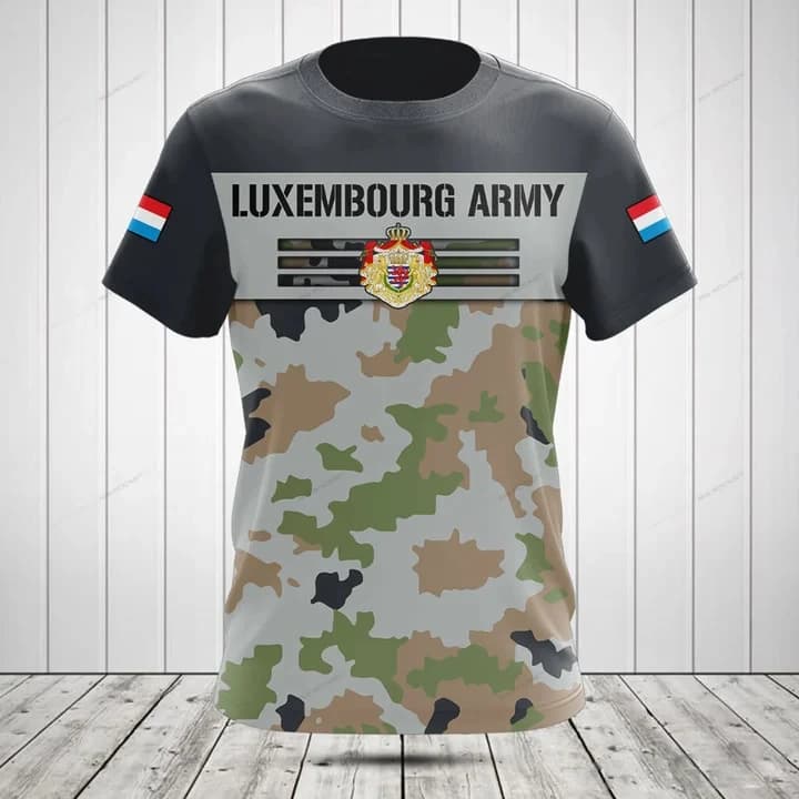 Custom Name Summer Casual Luxembourg Flag Camouflage Graphic T-shirts Men's Fashion Jersey Short Sleeve Tops Fast Dry Sportswear