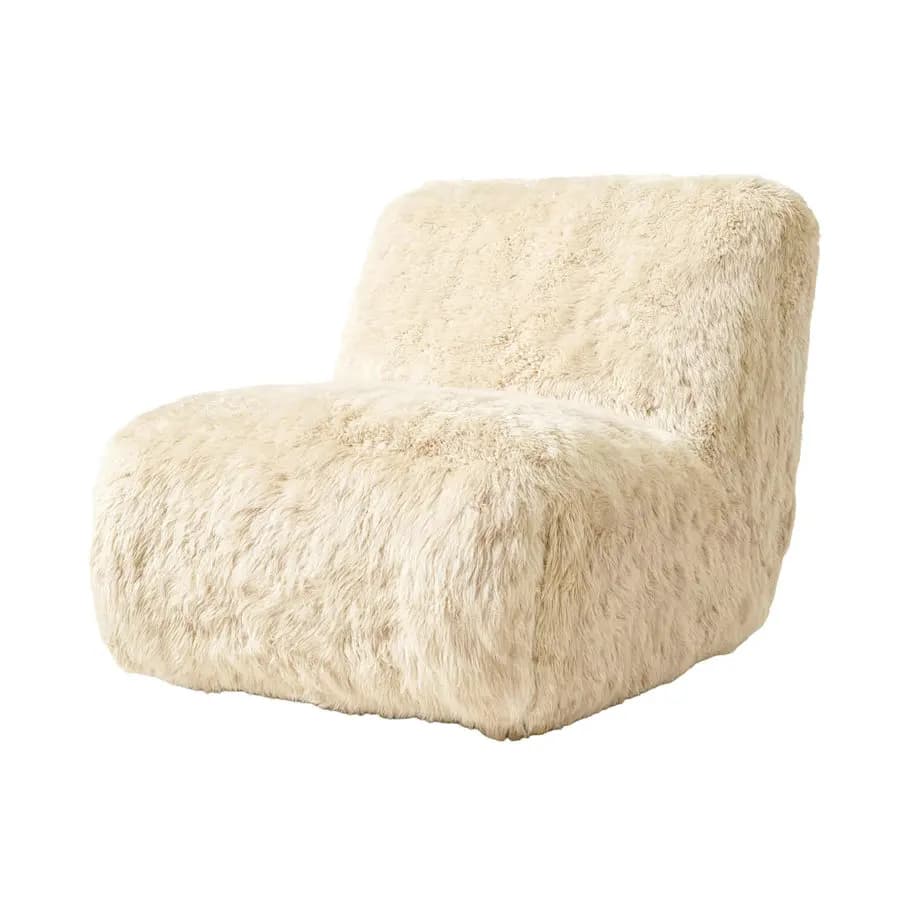 # Poltrona Reclinabile Singola in Pelle di Pecora Stile Anni '70, Comoda Sedia Ergonomica da Gaming e Salotto