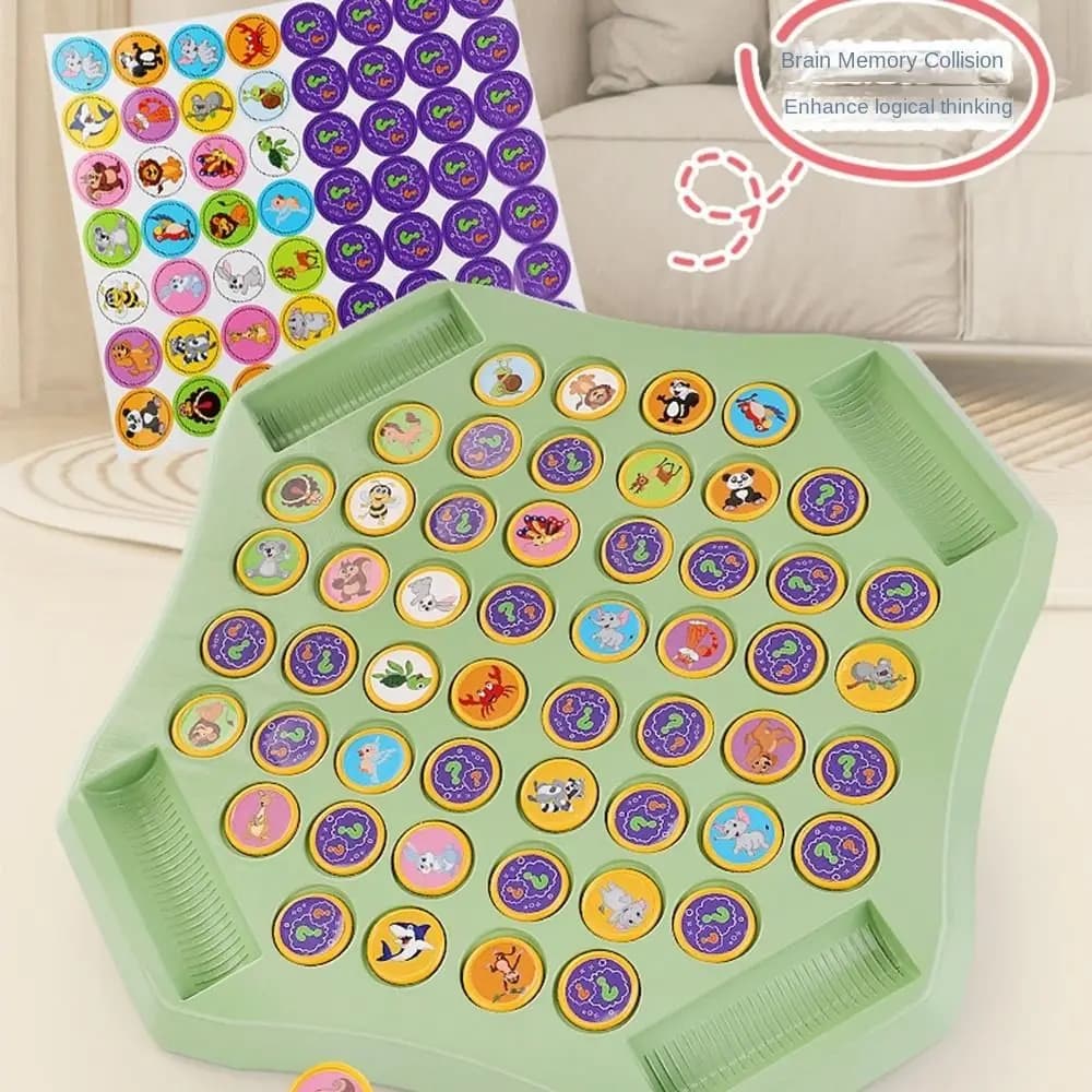 Gioco di memoria Flip Fruit Memory Flip Scacchi con scacchiera con 60 carte fantasia Allenamento sulla concentrazione di scacchi con vibrazione degli animali