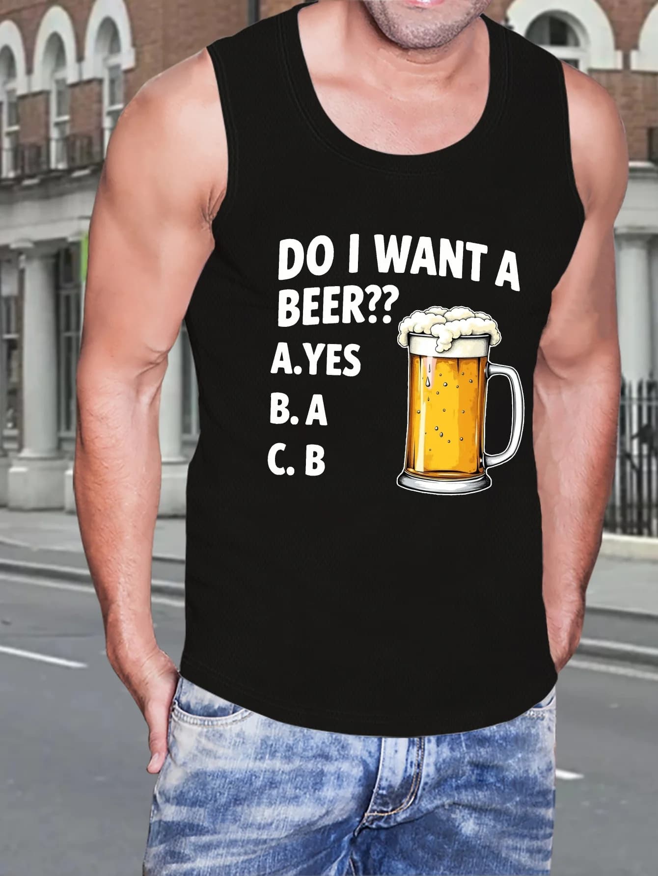 Mi piacerebbe avere una boccale da birra di dimensioni standard e un gilet da uomo.