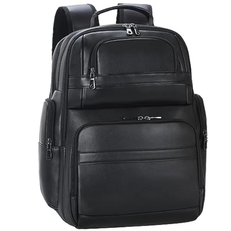 Men's Vintage Leather Backpack 15.6 Laptop Bag Large Ccity Business Travel Hiking Shoulder Daypacks Brown Premium Material Dura