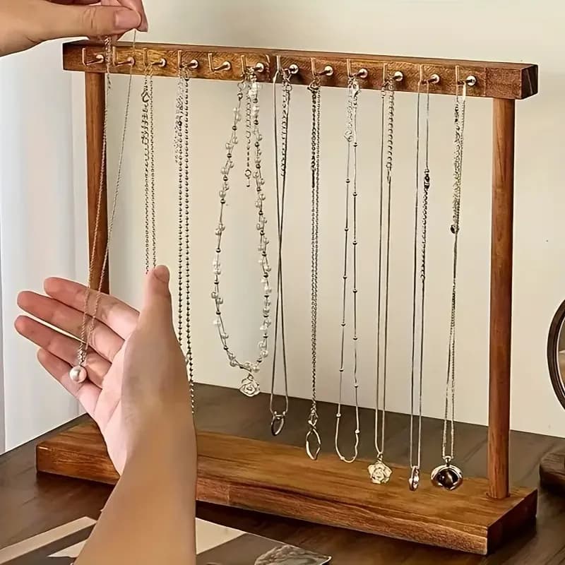 12/18 Gancio Organizzatore di Gioielli Espositore Collana di Legno Appeso Controsoffitto Rack Per Orecchini Bracciali Vetrina Rack di Stoccaggio
