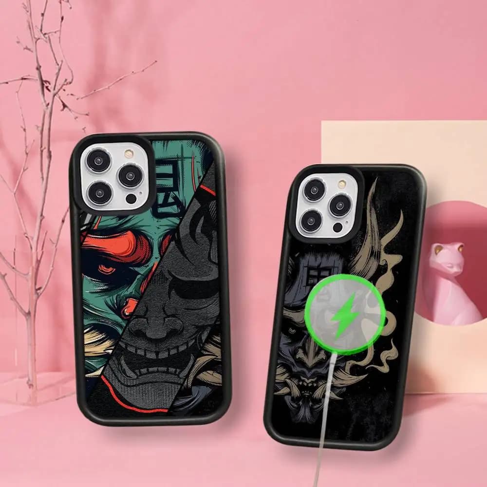 Cover per iPhone 17 Air 16 E 15 14 13 12 11 Pro Max Plus con Motivo Samurai Giapponese, Custodia PC Antiurto TPU Compatibile con Magsafe