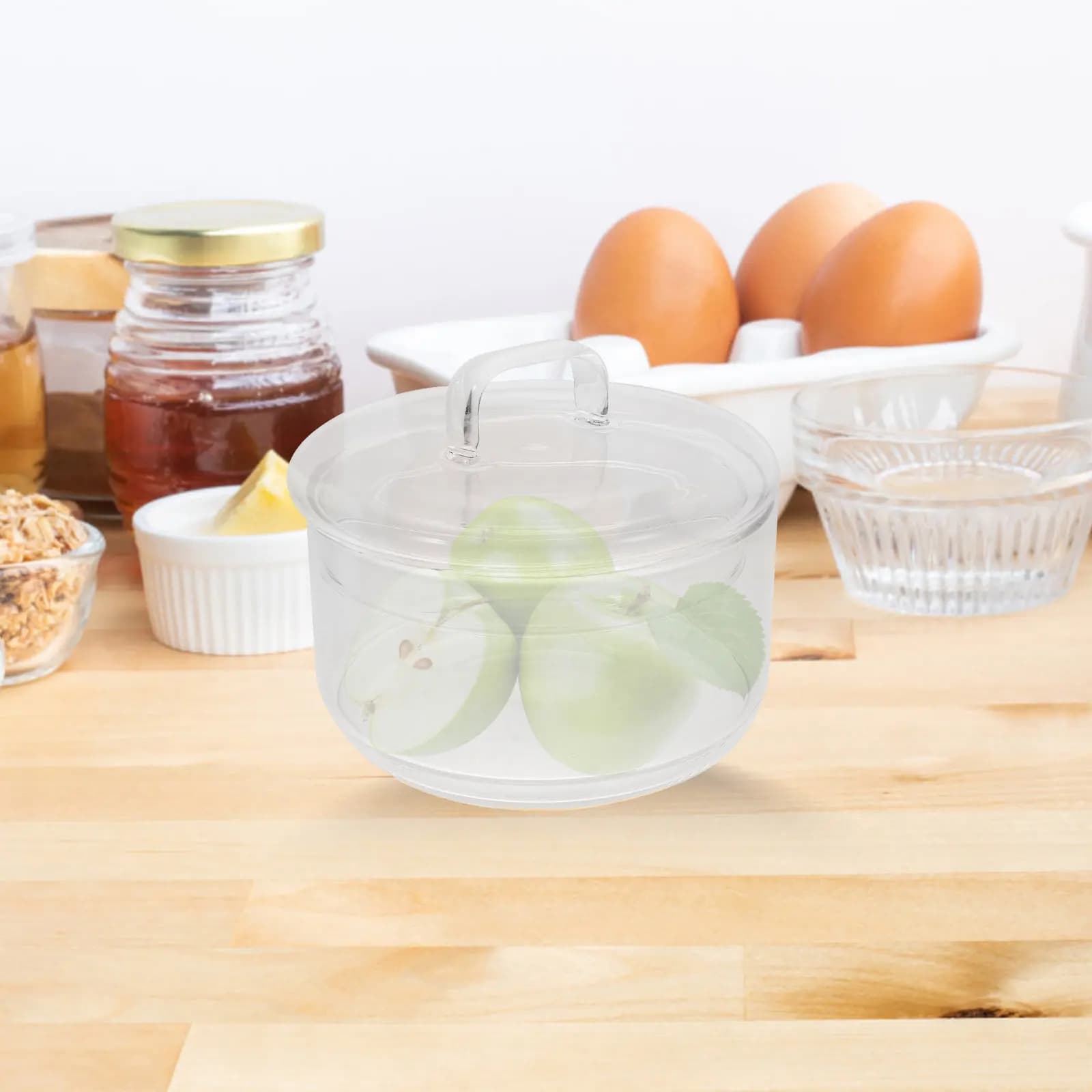 Heat Resistant Transparent Glass Bowl Stackable Fruit Container Salad Dessert Storage Box Glass Salad Bowl Fruit Container