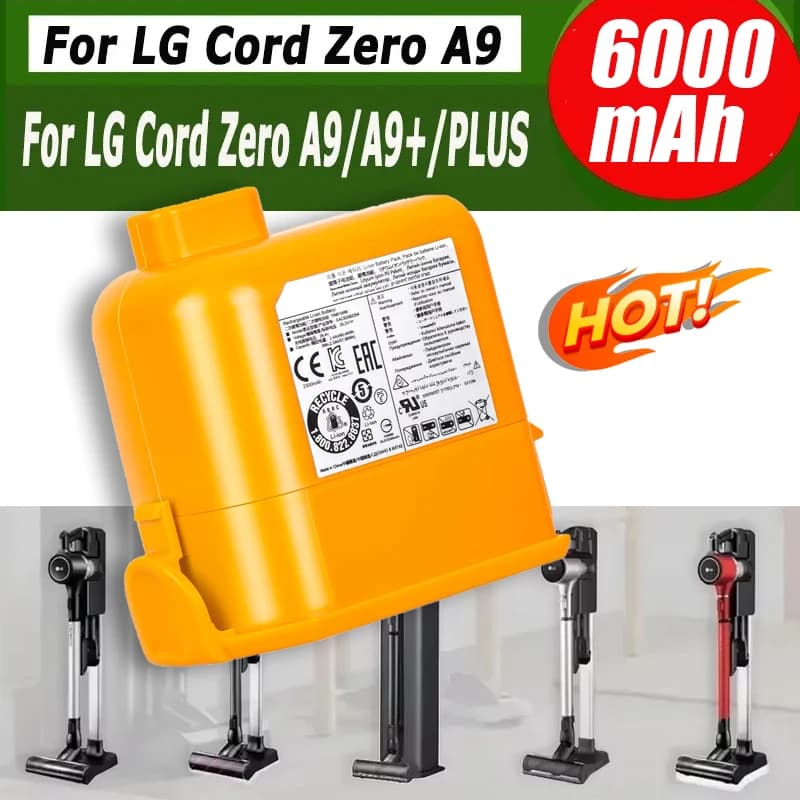NUOVA batteria per aspirapolvere 5.0/6.0Ah EAC63758601 per LG Cord Zero A9,Cord Zero A9+,A9, Cord Zero A9 Plus,A9M,A958,A958SK