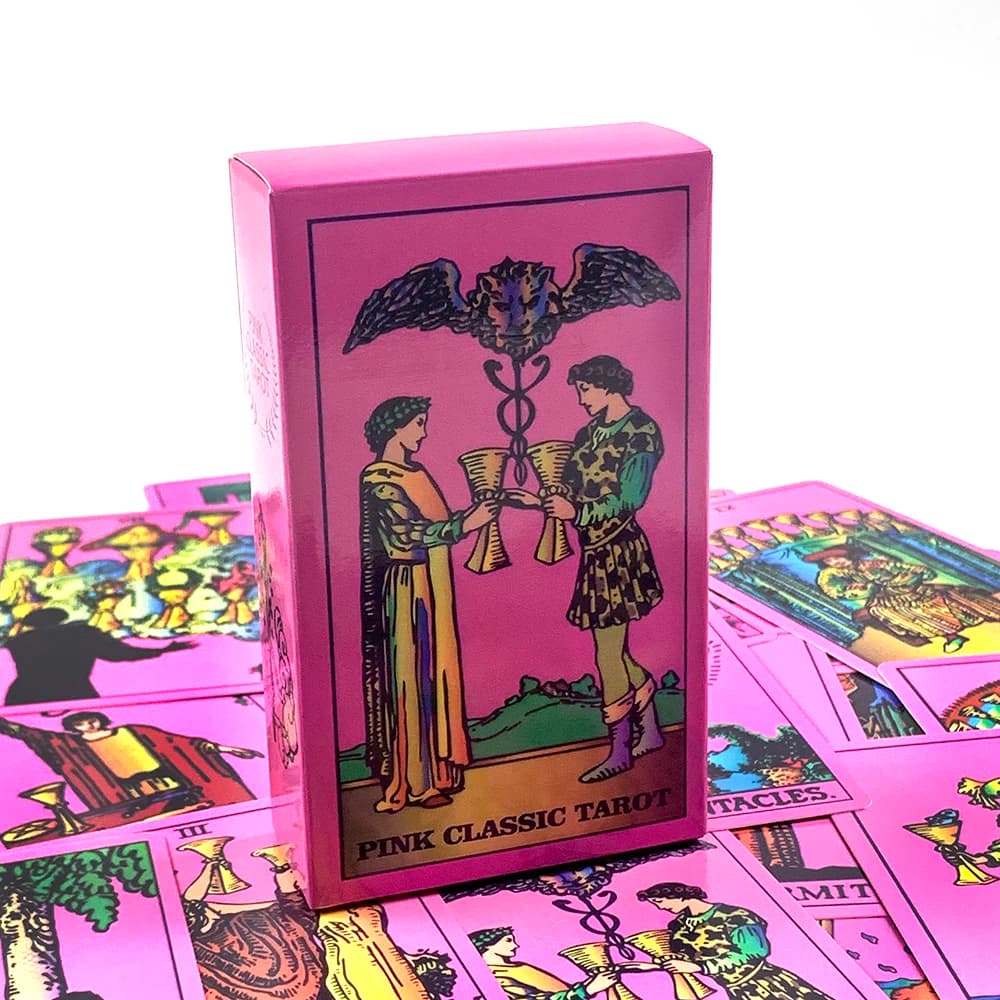 Pink Classic Tarot Deck Board Game Popular Divination Oracle Card Game,Psychology Fortune Telling Cards for Tarot Beginners