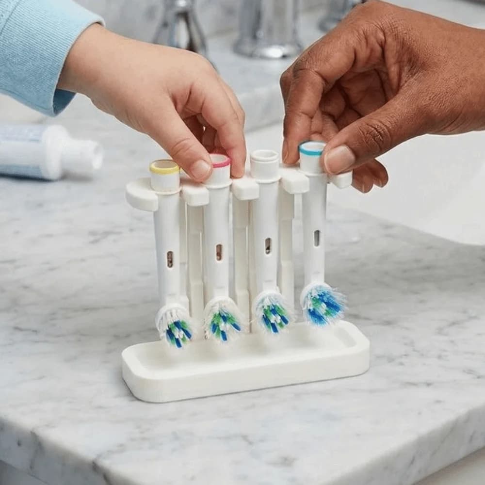 4 Slots Toothbrush Head Holder Plastic 3D Printed Electric Toothbrush Stand Vertical Keeps Heads Dry Toothbrush Organizer