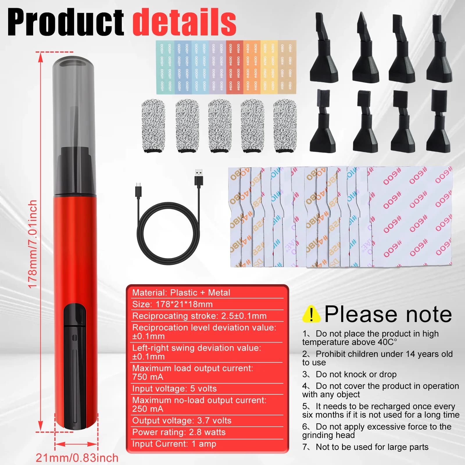 Levigatrice elettrica alternativa Mini penna levigatrice dettagli strumento USB ricarica rapida levigatrice 3 marce regolabile per molatura Polishi