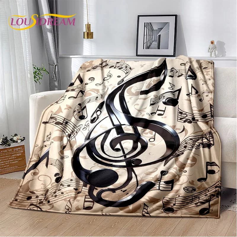 Nota musica colorata punteggio musicale coperta del fumetto, coperta morbida per la casa camera da letto letto divano Picnic viaggio ufficio copertura bambino