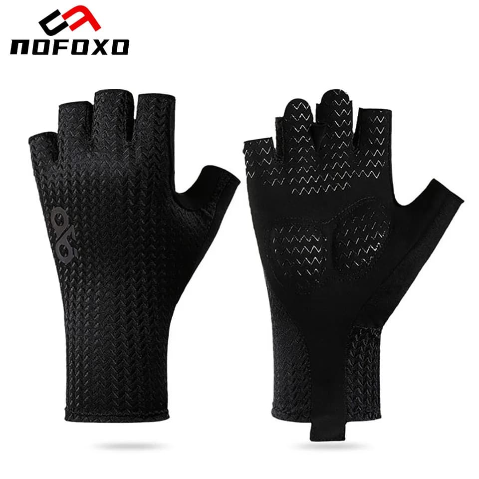 NOFOXO Summer Silicone Pad Half Finger Gloves Lightweight Breathable Mesh Fitness Cycling Training Shock Absorption Gloves