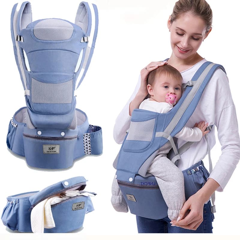 Marsupio sgabello in vita con custodia borsa a tracolla a marsupio fascia per neonato avvolgente per bambini zaino ergonomico a vita bassa