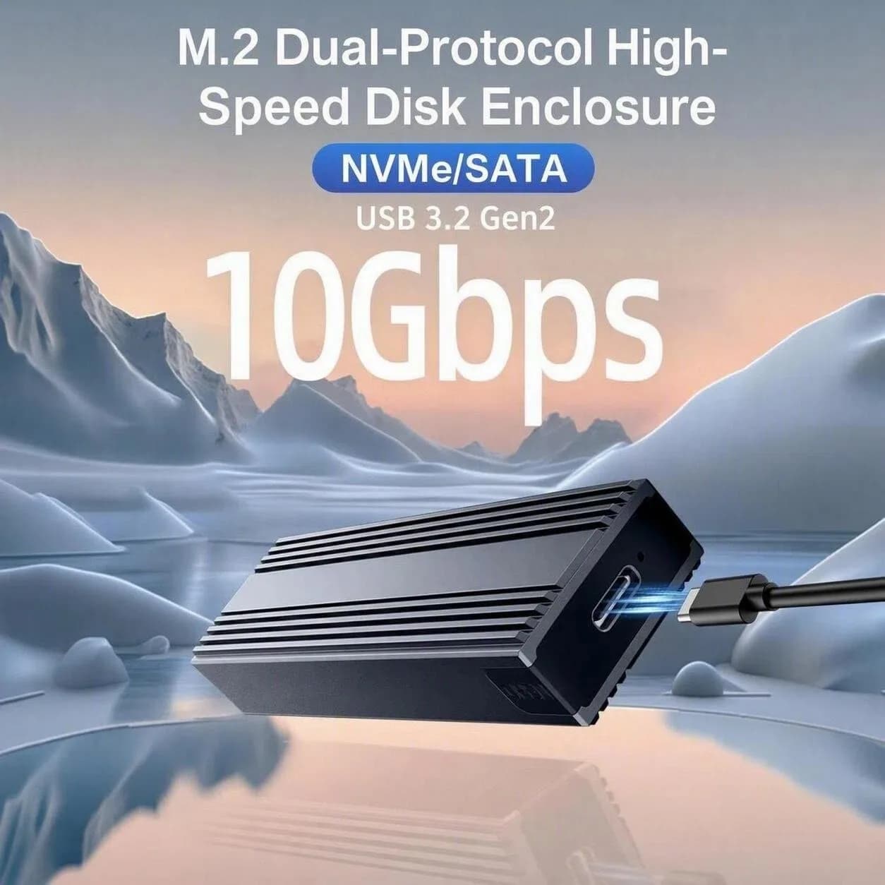 Dual Protocol M2 NVMe NGFF SATA SSD Case 10Gbps HDD SSD Box to USB3.2 Free Tool External Enclosure Box for 2230 2242 2260 2280