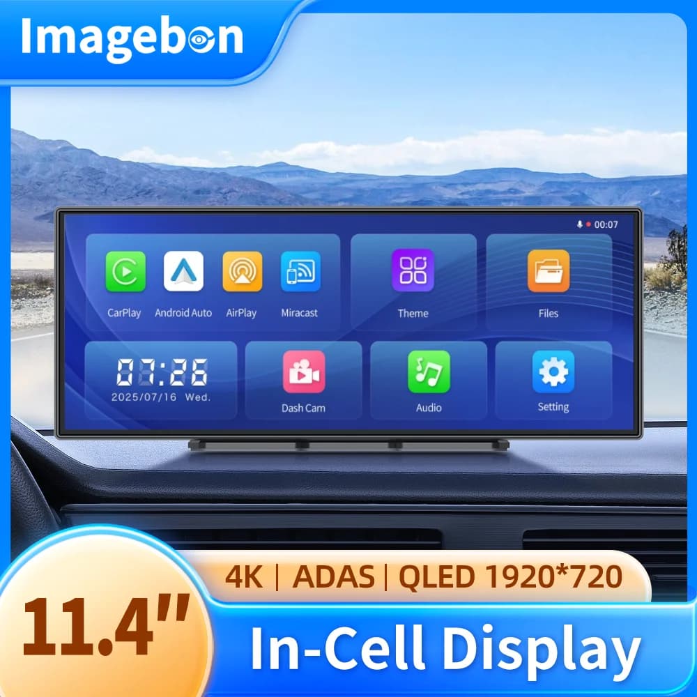 GPS Dashboard camera Imagebon 11.4′′′ H70 Plus 4K ADAS In-cell Display with CarPlay wireless and Android Auto, night vision, updated version