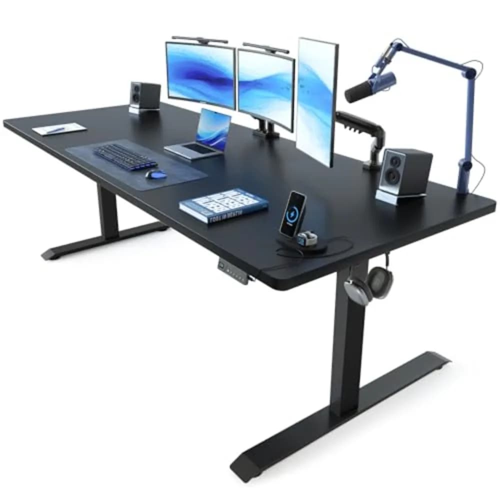 71 x 37 Inch Electric Standing Desk with Integrated Dual-Beam & Cable Management, Memory Height Adjustable Computer