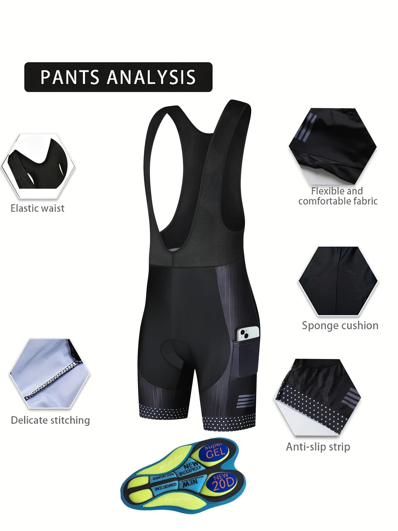 Mountain Bike 20D summer cycling shorts padded with pockets and fast drying powerband