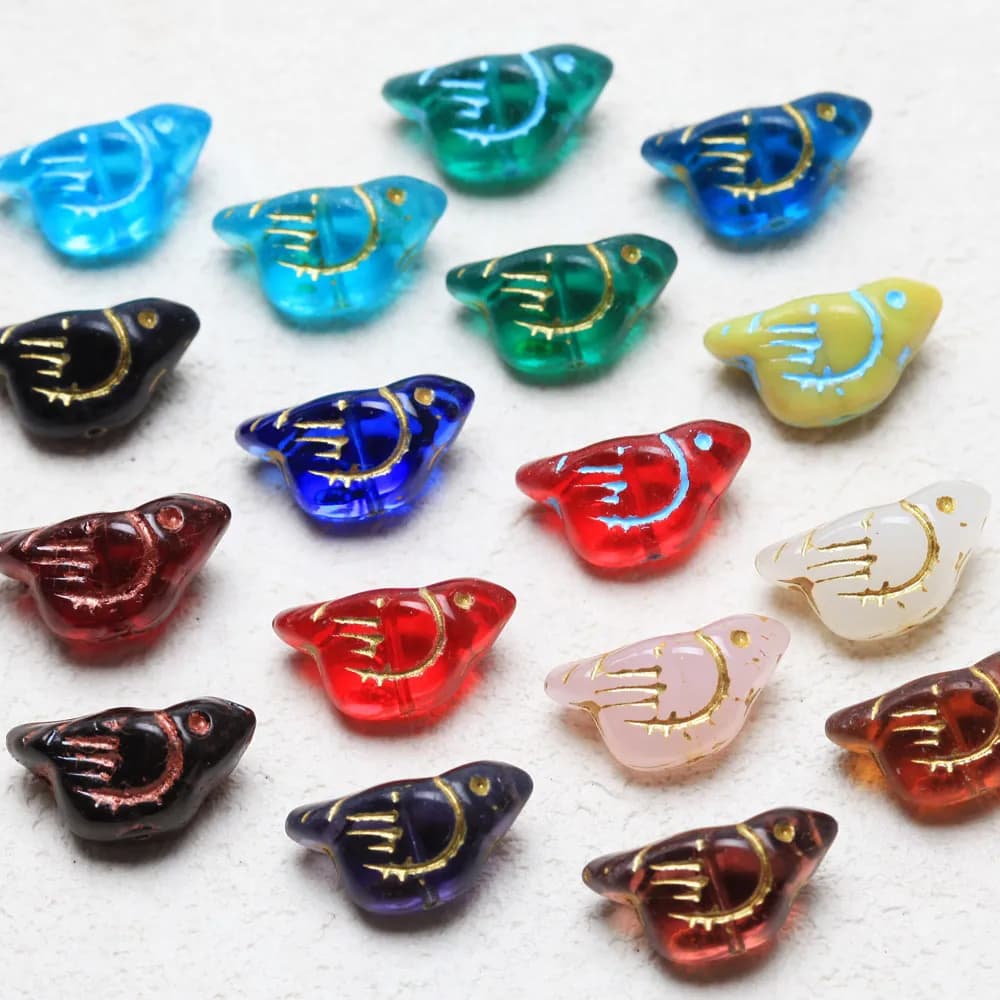 6 pezzi di ciondoli tridimensionali smaltati per uccelli per la creazione di gioielli, bracciali, collane, accessori in vetro fai da te 22 * 11mm