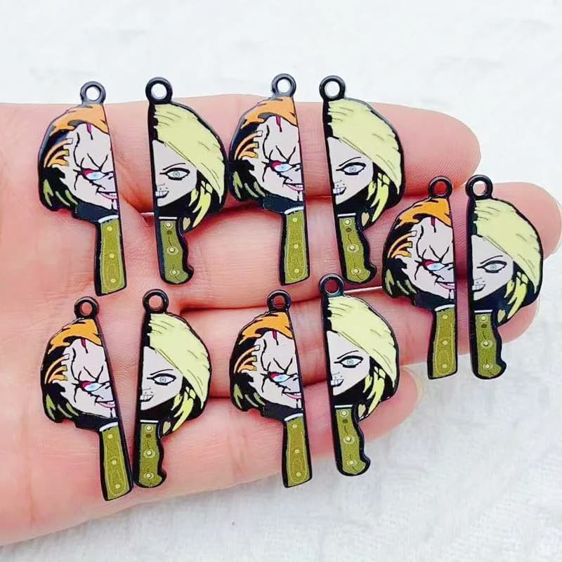 10pcs cartoon clown funny couple single-sided acrylic jewelry DIY accessory bag keychain pendant