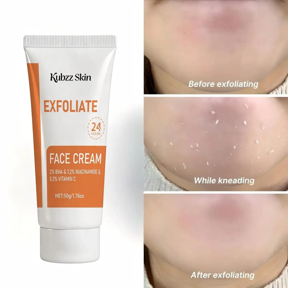 2% BHA Exfoliating Cream with Niacinamide & Vitamin C – Unclogs Pores, Brightens, 24H Hydration, Non-Greasy Face & Body Gel