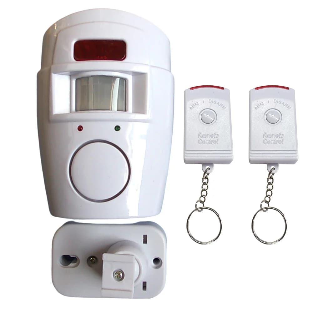 Allarme rilevatore di movimento con 2 telecomandi Allarme rilevatore sensore di movimento PIR Sistema di sicurezza domestica per porta capannone garage roulotte