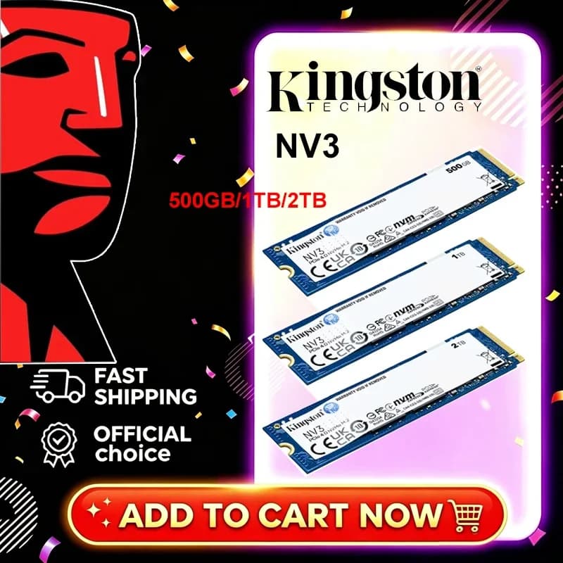 Kingston NV3 SSD 1TB 2TB 500GB NVMe PCIe Gen 4.0x4 Solid State Drive M.2 2280 Internal SSD Nvme M2 for Desktop Laptop Hard Disk