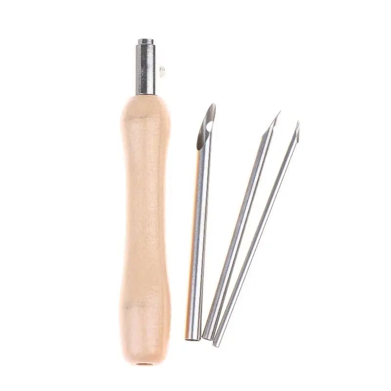 Nuovo Set di 5 Aghi da Ricamo Punch Needle con Manico in Legno Regolabile 2.5mm/3.5mm/5mm per Kit di Cucito Fai-da-te e Ricamo a Punto Croce