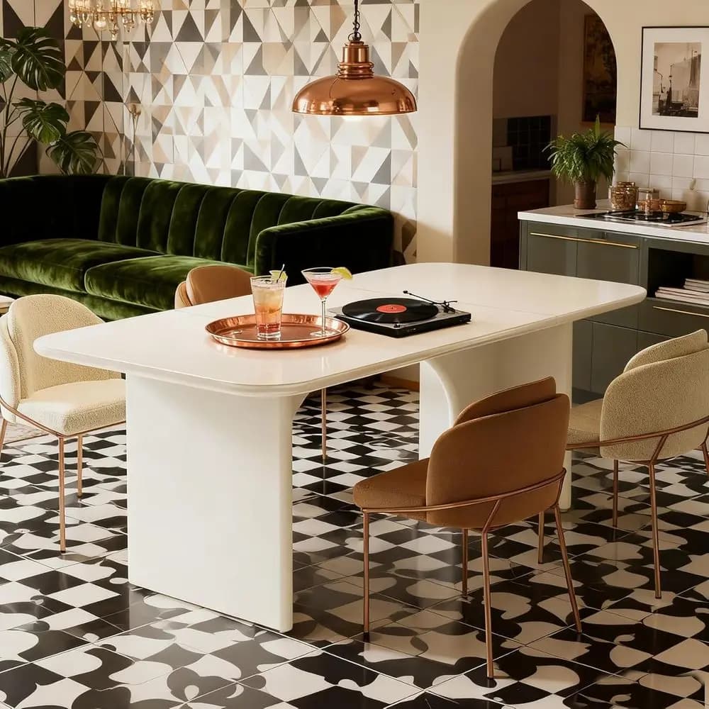 Tavolo da Pranzo Arch-Leg 63 per 4-6 Persone, Grande Arredamento per Cucina e Sala da Pranzo