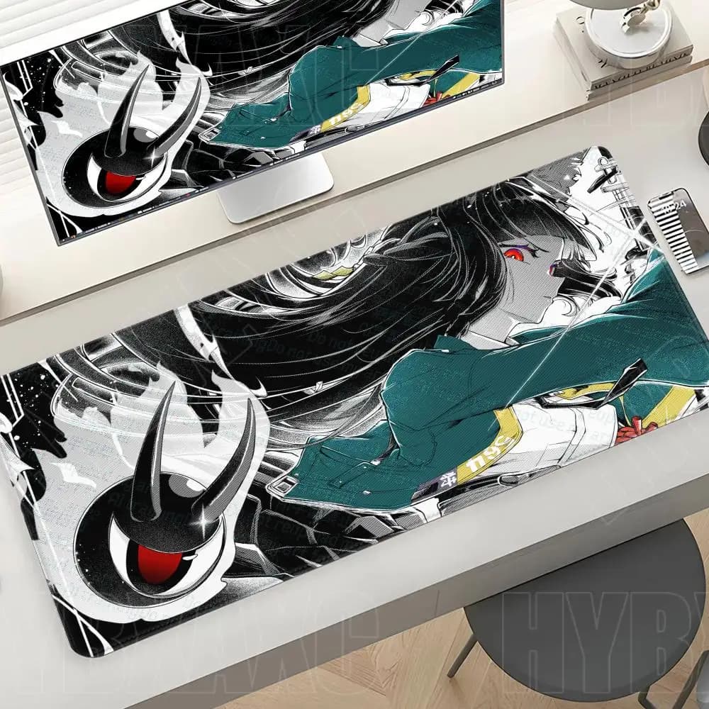 Tappetino per mouse Anime Girl Hoshimi Miyabi Accessori da gioco Tappetino per mouse per computer Tappetini per tastiera Anime ZZZ Tappetini per mouse in gomma nera