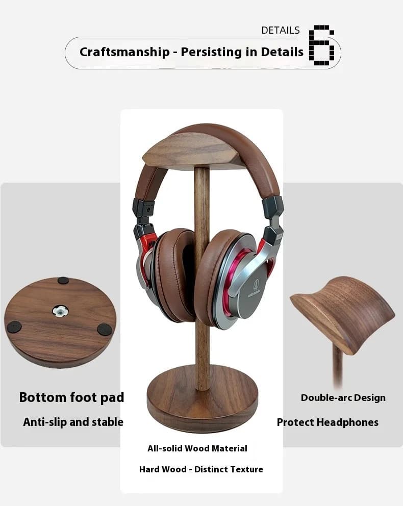 OneOdio Pro 30 Solid Wood Over-Ear Headphone Stand Desktop Headset Display Storage Rack Gaming Hotel Over-Ear Headphone Holder