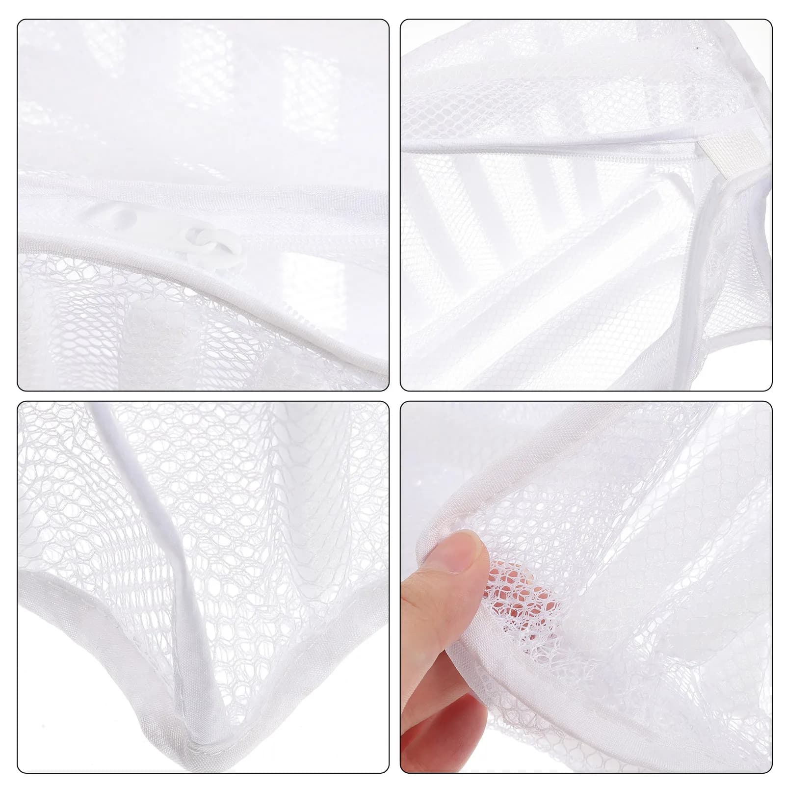 Sacchetto Premium in Poliestere per Lavaggio Scarpe, Grande Sacchetto a Rete per Calzature Delicate, Chiusura con Cerniera, Linguetta Estraibile, per Lavatrice