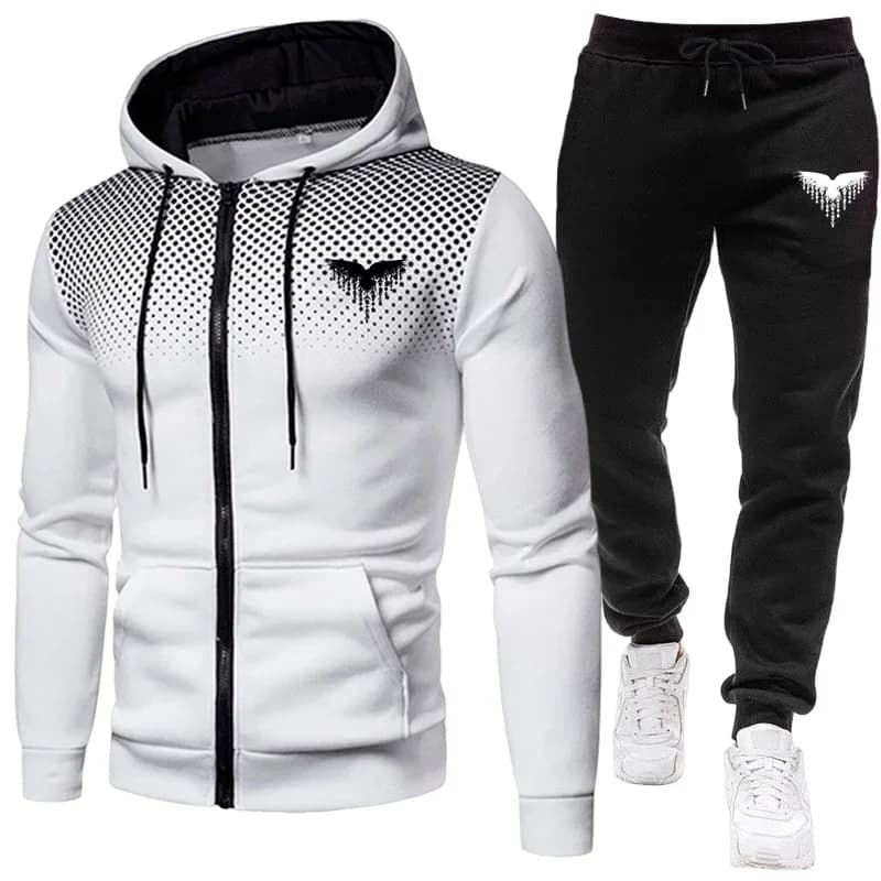 Tuta da uomo Cappotto con cerniera e pantaloni sportivi neri Felpa sportiva casual da esterno Tuta da jogging Set da allenamento autunnale maschile Felpe