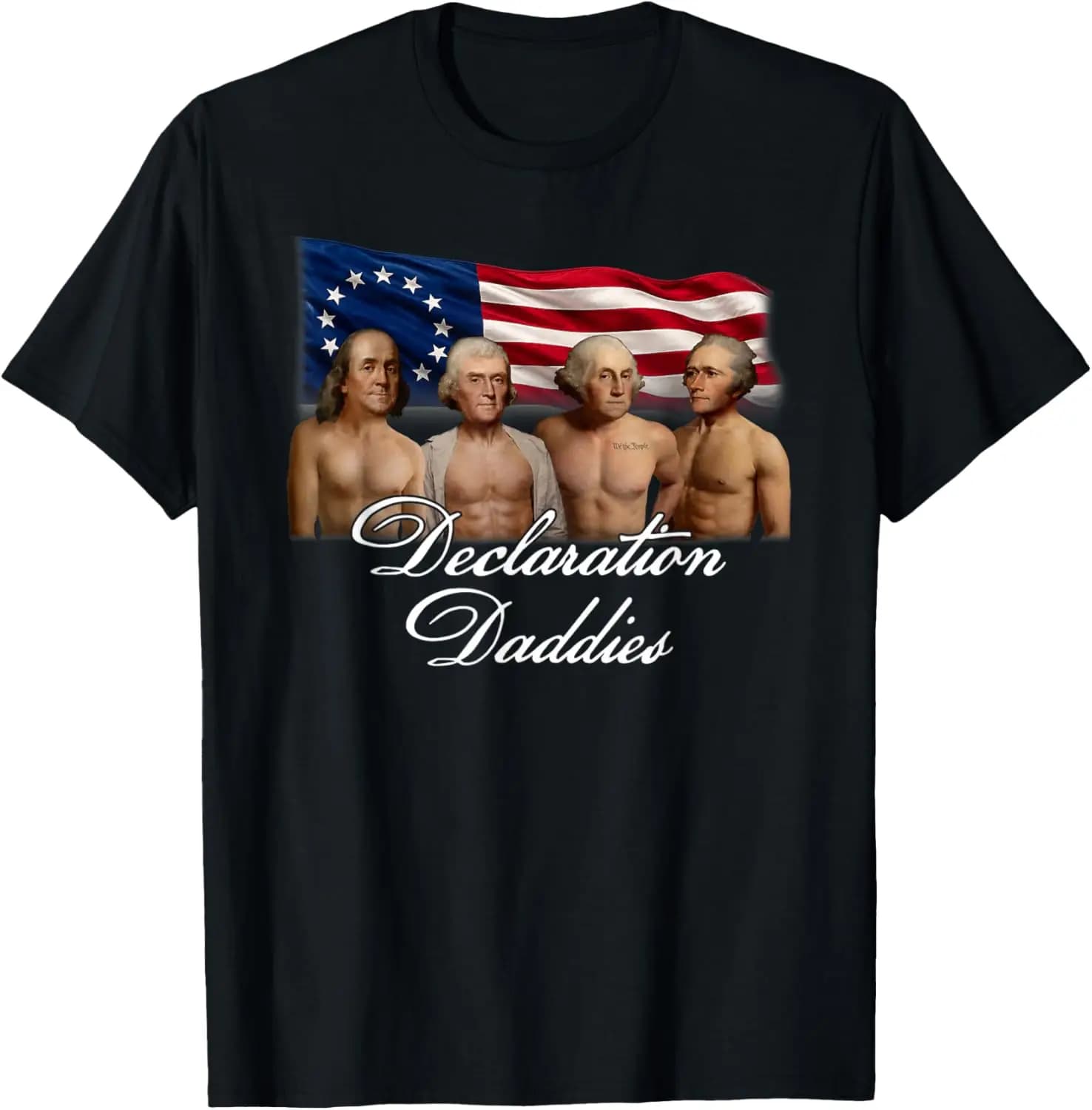 1776 America Declaration Daddies Joke T-Shirt Summer Short-Sleeved Breathable Sweat-Wicking Versatile Trendy T-Shirt