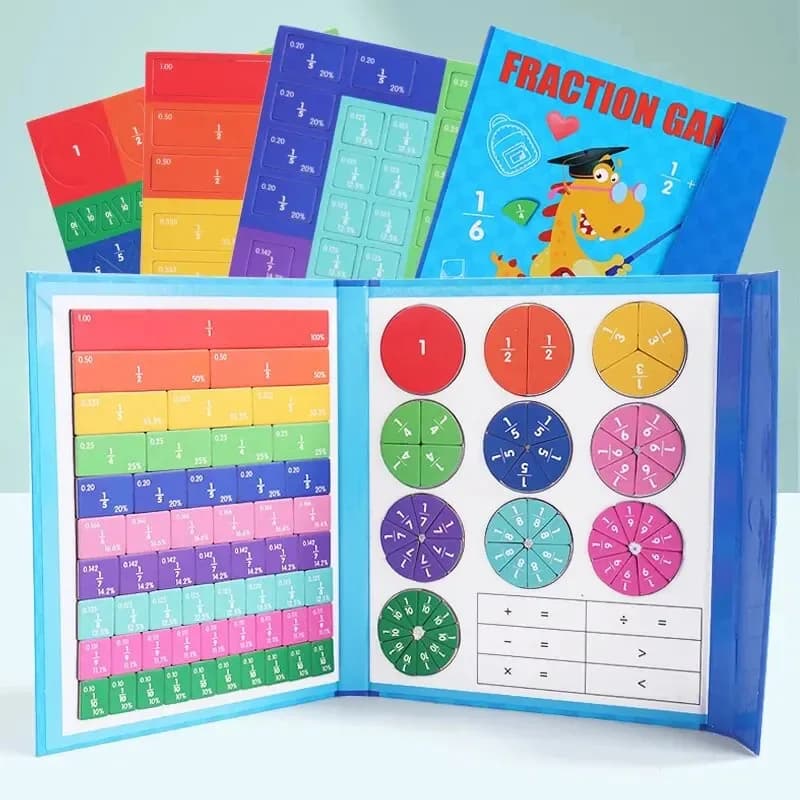 Set di Piastrelle Magnetiche per Frazioni, Puzzle Interattivo per l'Apprendimento della Matematica per Bambini dai 6 ai 10 Anni, Ausilio Visivo per l'Insegnamento delle Frazioni ed Educativo