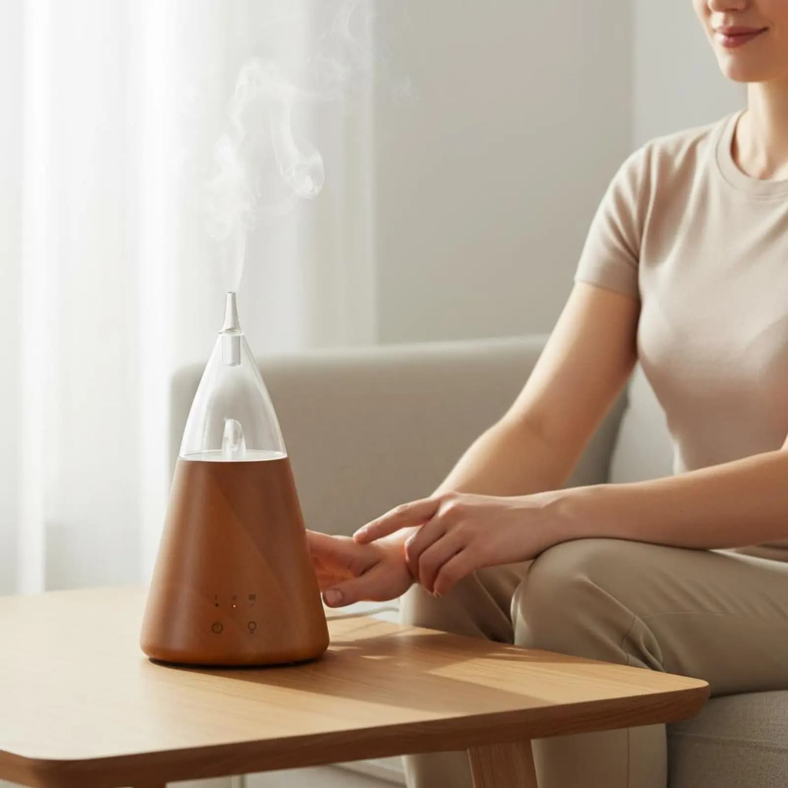 Diffusore di Oli Essenziali Senz'Acqua con Spray Regolabile e Timer, Nebulizzatore Portatile per Fragranze, Luce Notturna Ambientale