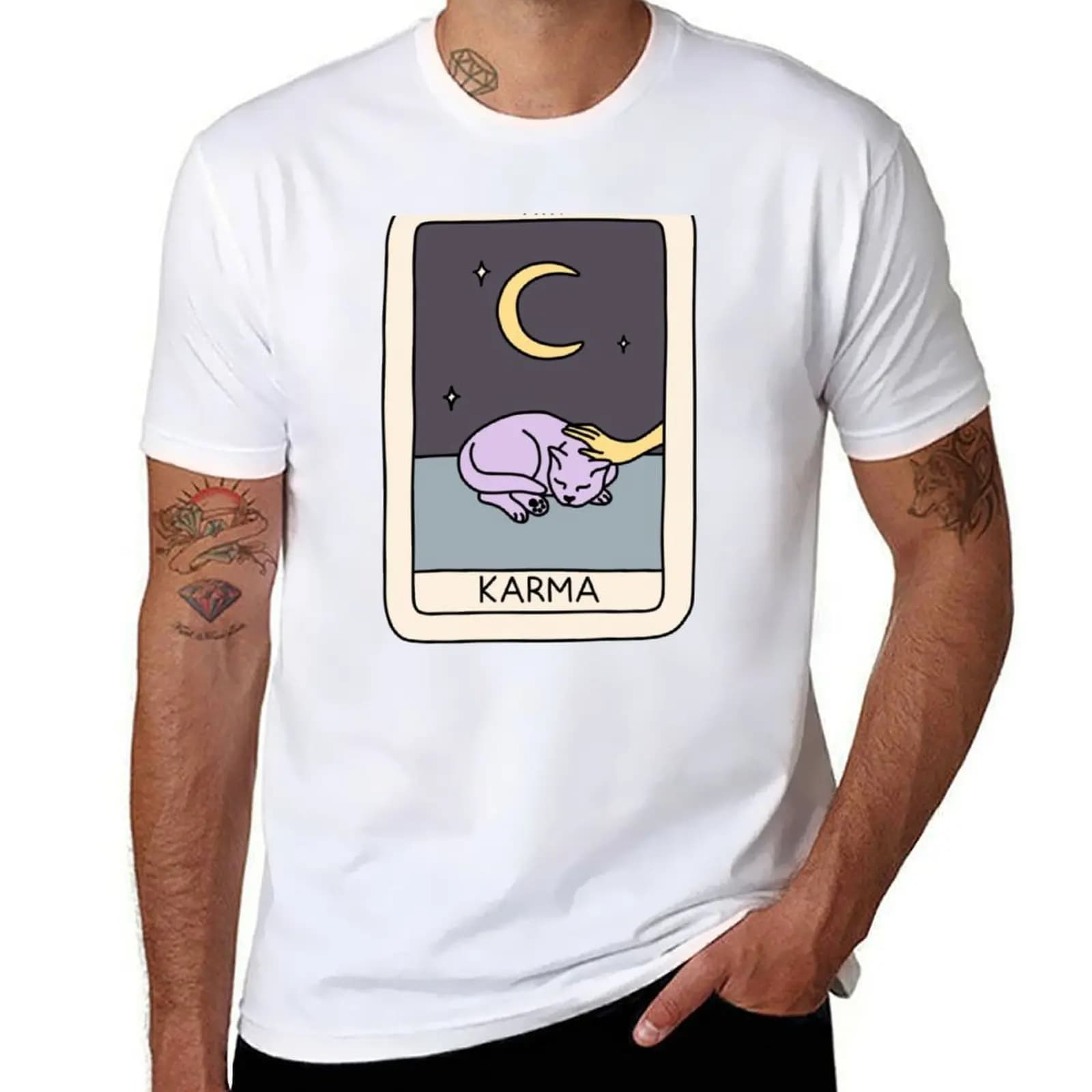 Tarot is Card Cat Karma, una maglietta con poster, traspirante, per allenamento, a maniche corte