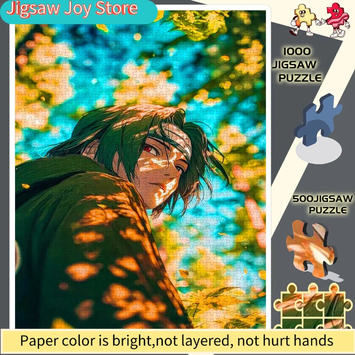 Puzzle, puzzle di carta, puzzle fai da te, puzzle per adulti, puzzle di grandi dimensioni "Sunlit Leaves Anime Boy Gazing" - Perfetto per la casa