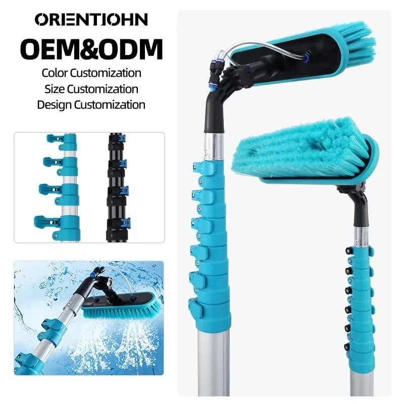 【Best-seller】Kit Asta Telescopica in Alluminio con Alimentazione ad Acqua per Pulizia Finestre e Pannelli Solari, Multifunzionale per Tetti e Vetri