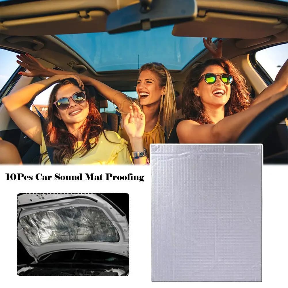 Closed‑Cell Foam Car Sound Proofing Insulation Mat, Self‑Adhesive Heat‑Reflective Noise Dampening Sheet, 10‑Piece Sound Deadener