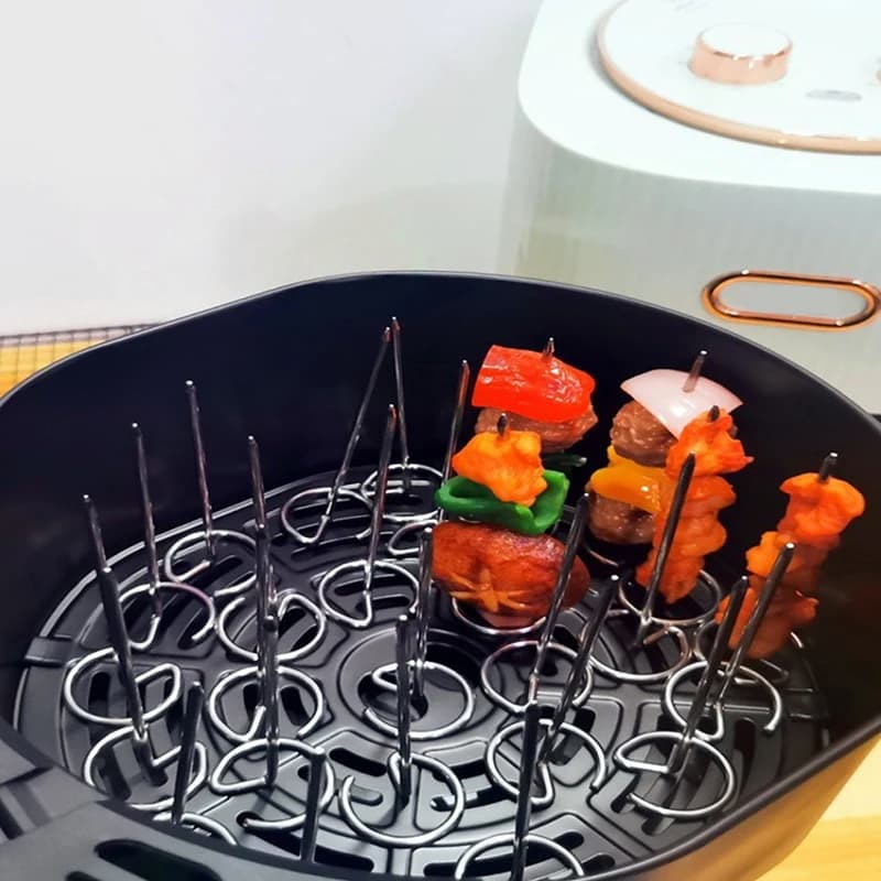 10pcs Kebabs Stainless Steel Rods Reusable Air Fryer Vertical Grill Food Grade 304 Special Grilling Needle Kitchen Tools