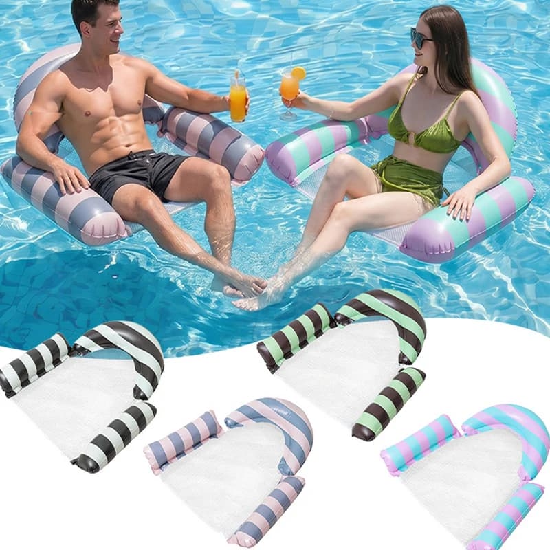 Materassini Gonfiabili Pieghevoli per Adulti, Divertimento in Acqua, Amaca per Piscina, Sedie Galleggianti, Accessori per Sport Acquatici e Spiaggia