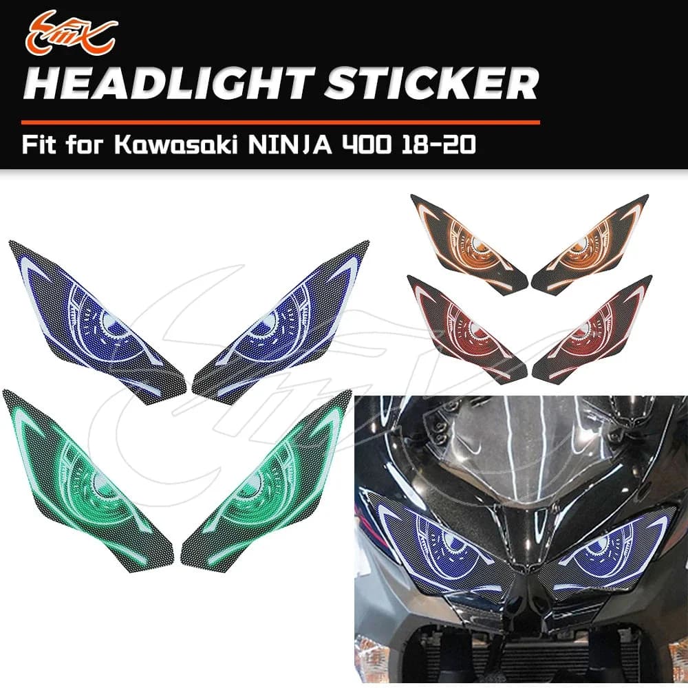 Moto Carenatura Anteriore Protection Head Stickers Measures for Kawasaki NINJA 400 NINJA400 2018 2020 Decalcomanie Protection Lamp Head