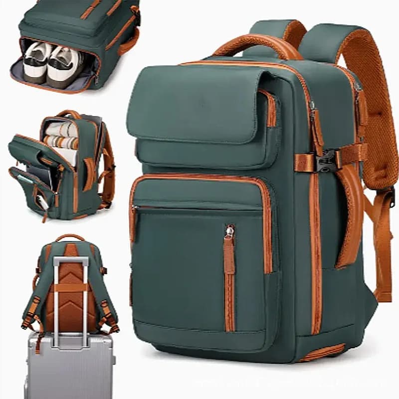 Zaino da viaggio da donna con scomparto per scarpe adatto per laptop da 15,6 pollici, zaino con tracolla regolabile