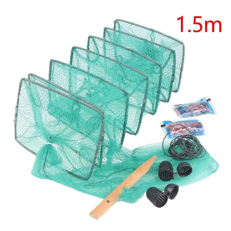 Foldable 15M Crab Net Trap Hand Cast Mesh Cage for Multi Purpose Crab Shrimp Prawn Catching Fishing Outdoor Use