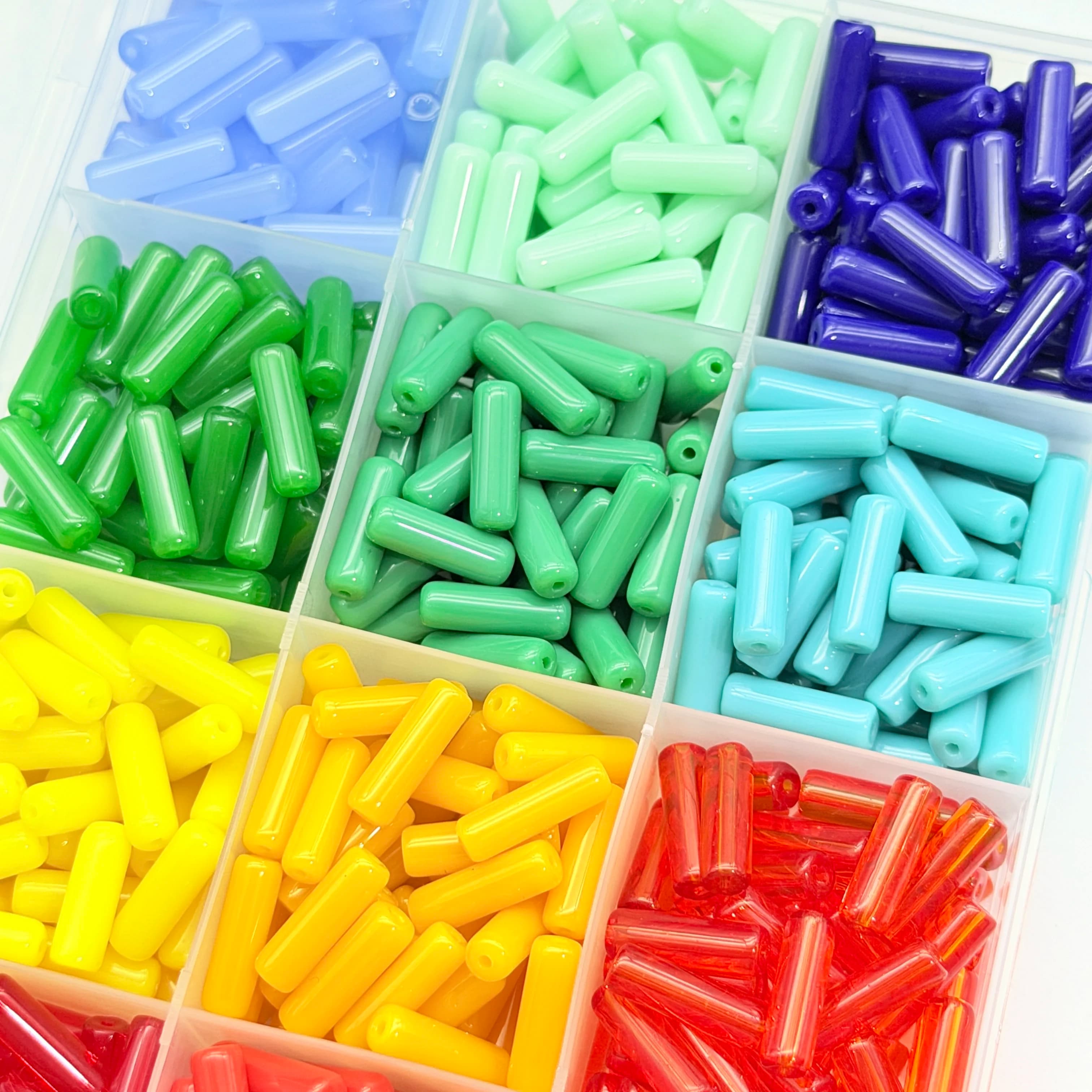 50-400pcs 4x13mm Solid Color Long Tube Glass Beads Cylindrical Loose Beads For Handmade Earring Bracelet DIY Jewelry Materials