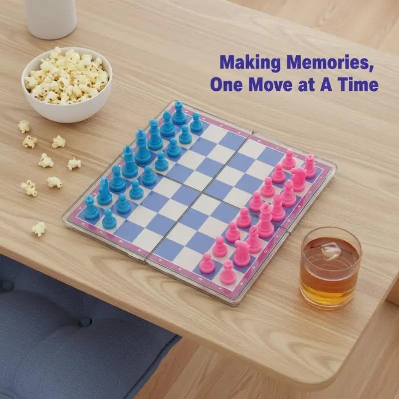 Foldable Magnetic Crystal Chess Board Game Transparent Plastic Chessboard Tabletop Travel Outdoor Portable Game Set For Kids